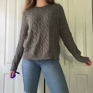 ADORABLE GREY POLO RALPH LAUREN SWEATER GREY GRAY V NECK CREWNECK SIZE LARGE